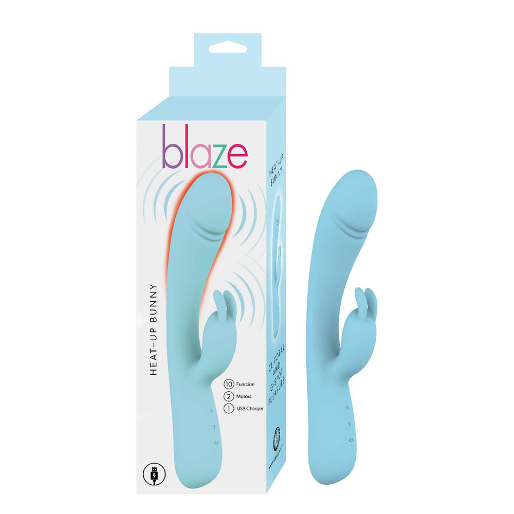 Nasstoys Blaze Heat-Up Bunny – Blue, Dual Motor Heated Vibrator with G-Spot & P-Spot Stimulation