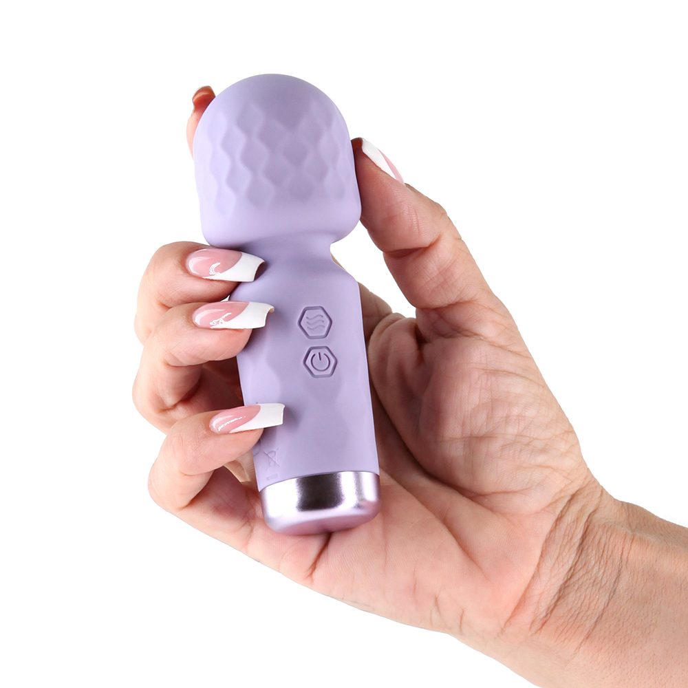 Compact rechargeable vibrating wand made from silicone and ABS