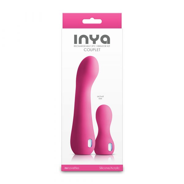 Pink INYA Couplet with crystal accents – 6” vibe and mini bullet