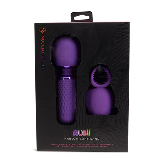 nü Sensuelle Nubii Harlow Wand – Compact Warming Vibrator with Flexible Head and Multi-Use Attachment