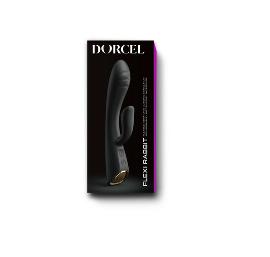 Dorcel Flexi Rabbit Warming Vibrator shown bent to emphasize flexibility
