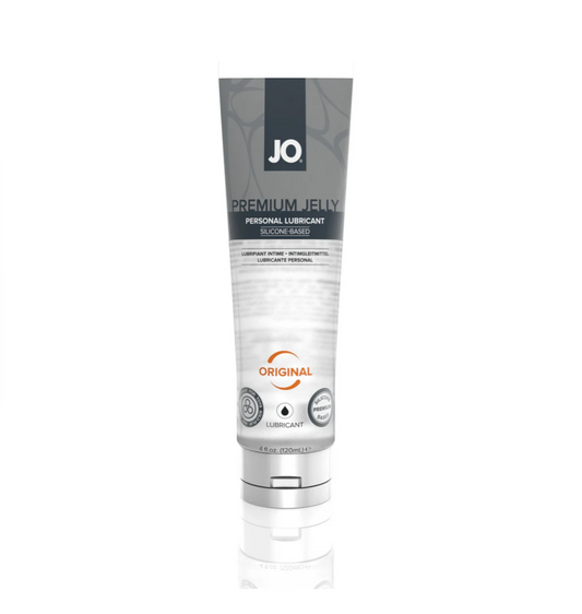 Tube of JO Premium Jelly personal lubricant on a white background