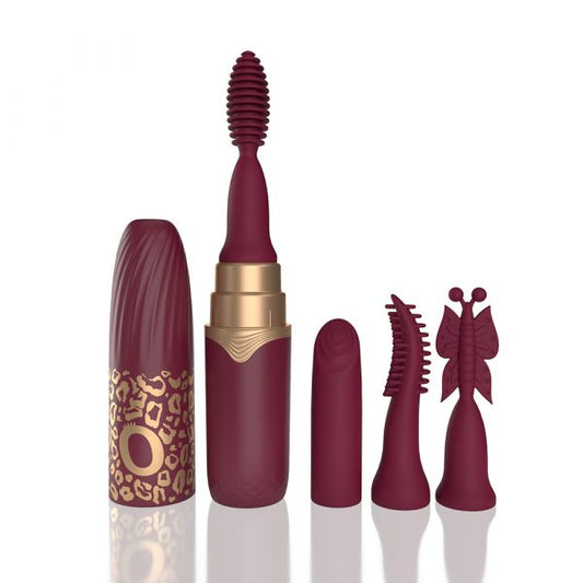 Screaming O SCALIP Lipstick Vibrator in Merlot with 4 silicone tips