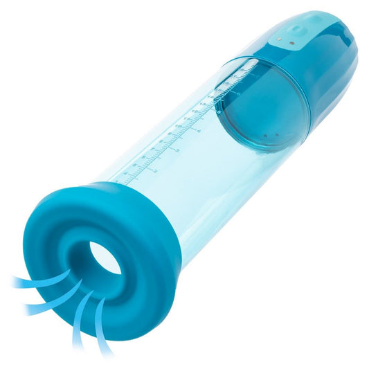 CalExotics Optimum Series Rechargeable Advanced Waterproof Pump – automatic suction penis pump with silicone donut and clear measurement cylinder