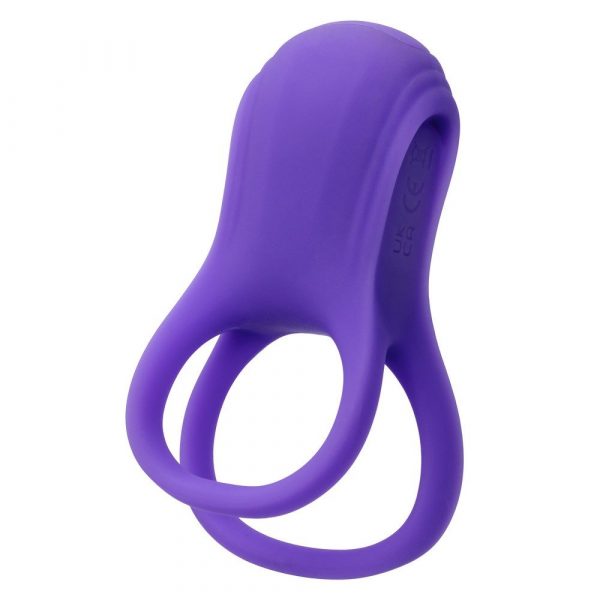 CalExotics Basic Essentials Rechargeable Dual Support Ring – silicone vibrating couples ring with dual support and waterproof rechargeable design