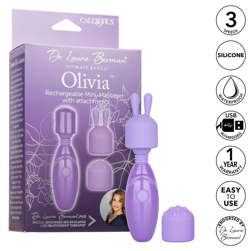 Olivia Rechargeable Mini Wand Massager with Bunny Ear Tip