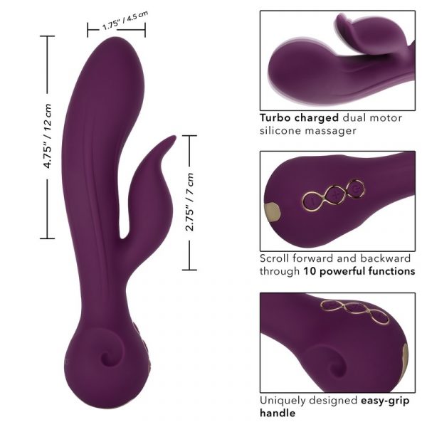 Dual Motor Rabbit Vibrator with Ridged Shaft and Clitoral Teaser
