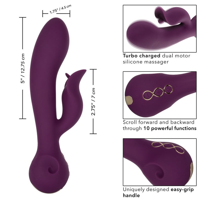 Dual Motor Curved Rabbit Vibrator with Flickering Teaser
