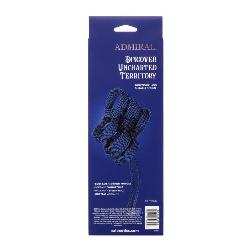 Blue packaging of Admiral product with text on a white background