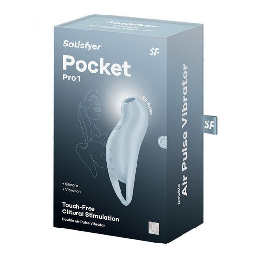Satisfyer Pocket Pro 1 – Mint travel-sized air pulse and vibration clitoral stimulator with ergonomic ring handle