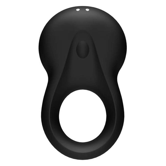 Satisfyer Signet Ring black vibrating cock ring with app control and ribbed clitoral stimulator for couples