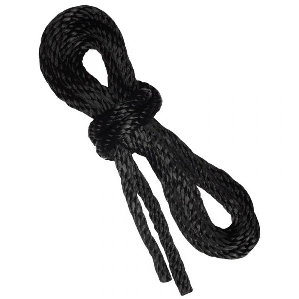 Black rope tied in a knot on a white background