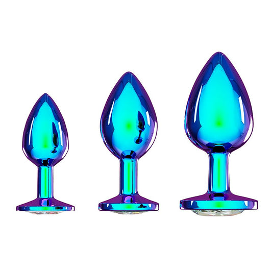 Shots Venice Collection Iridescent Anal Plug Set – 3 Sizes with Jewel Bases