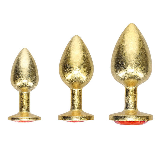Shots Milan Collection Gold Anal Plug Set – 3 Sizes with Jewel Bases