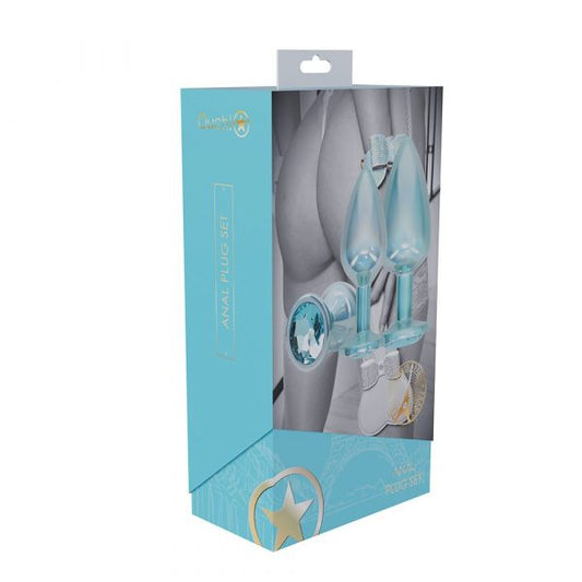 Shots Paris Collection Blue Anal Plug Set – 3 Sizes with Jewel Bases