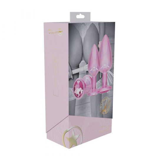 Shots Paris Collection Pink Anal Plug Set – 3 Sizes with Jewel Bases