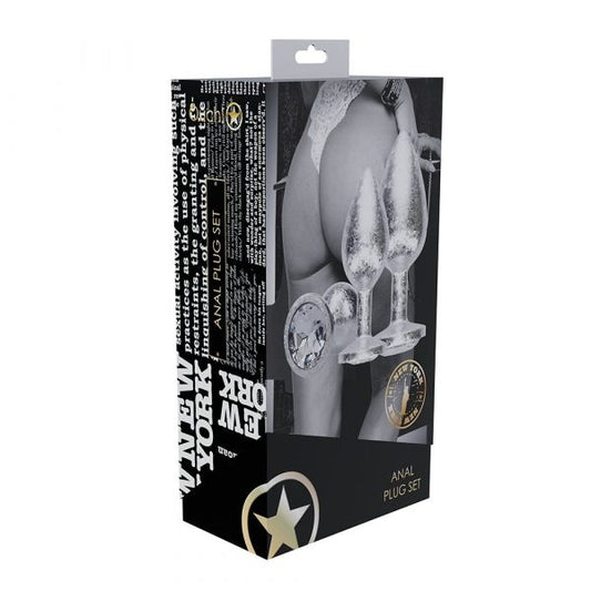 Shots New York Collection Silver Anal Plug Set – 3 Sizes with Jewel Bases