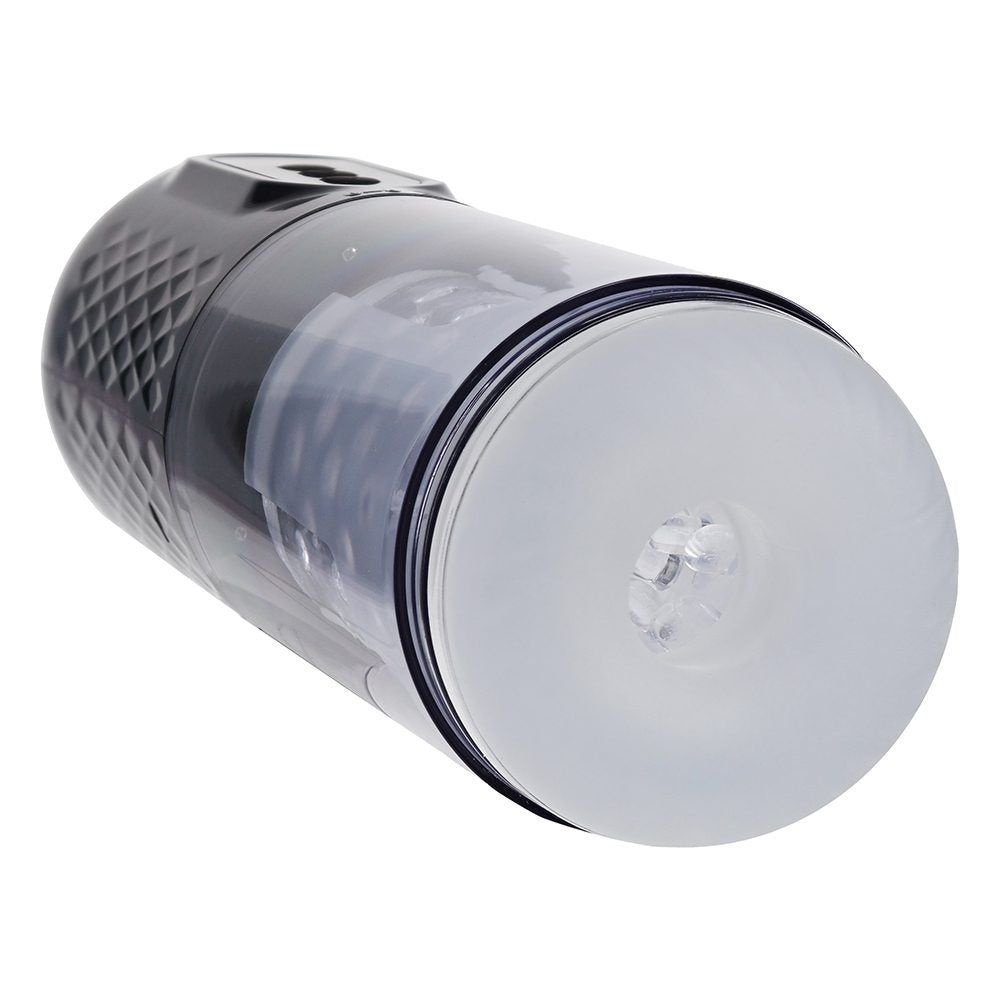 Shots Pumped Vortex Automatic Masturbator – Gun Metal rotating and suction stroker with smooth insertion sleeve