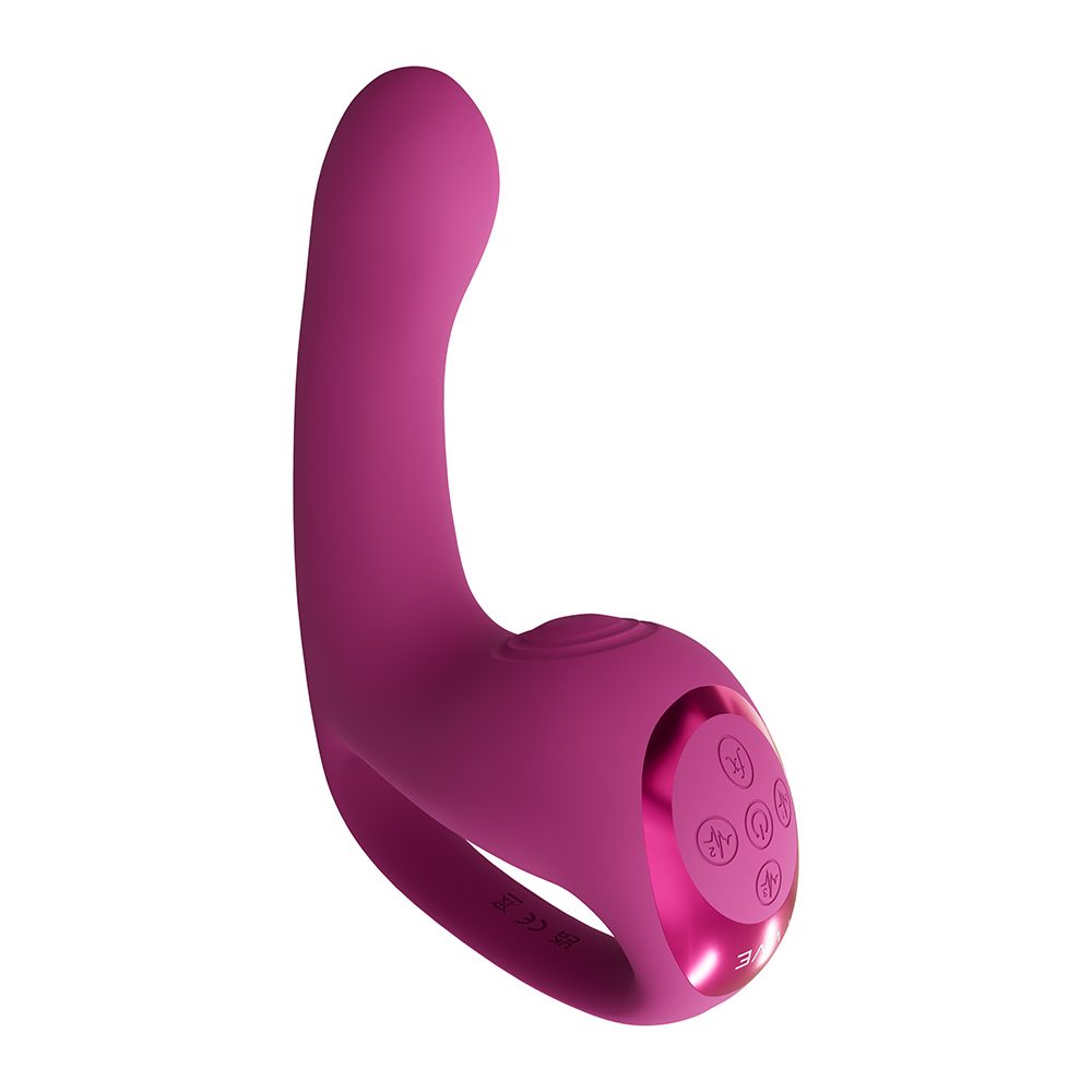 Vive Riko Triple Thumper Vibrator – Black and Gold Silicone Triple Motor Design with Curved Shaft and Finger Extension