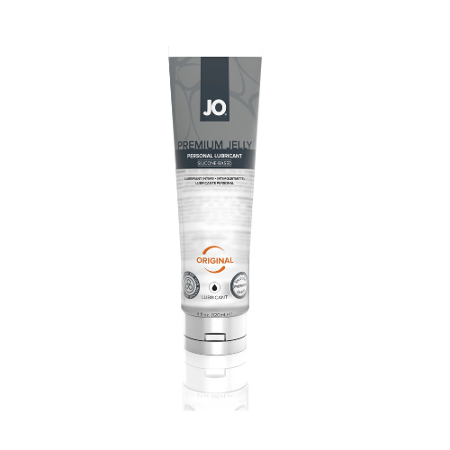 Tube of JO Premium Jelly personal lubricant on a white background