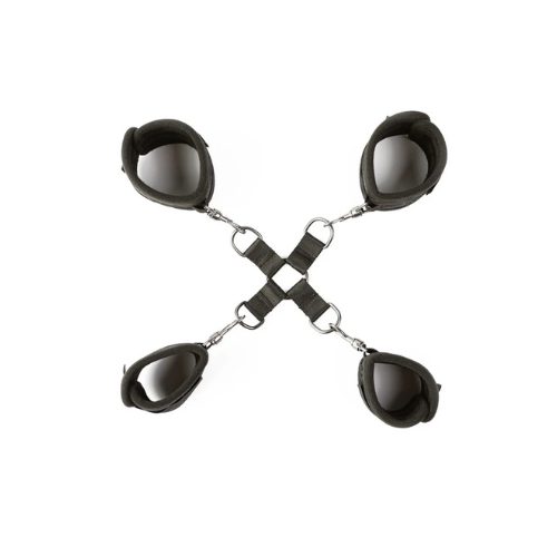 SEI MIO Hog Tied and Satisfied Set – four padded velvet cuffs for wrist and ankle restraint in hogtie position