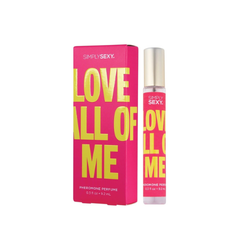 Simply Sexy Love All Of Me Pheromone Perfume –  travel-size bottle with floral-vanilla scent, designed to enhance your natural chemistry