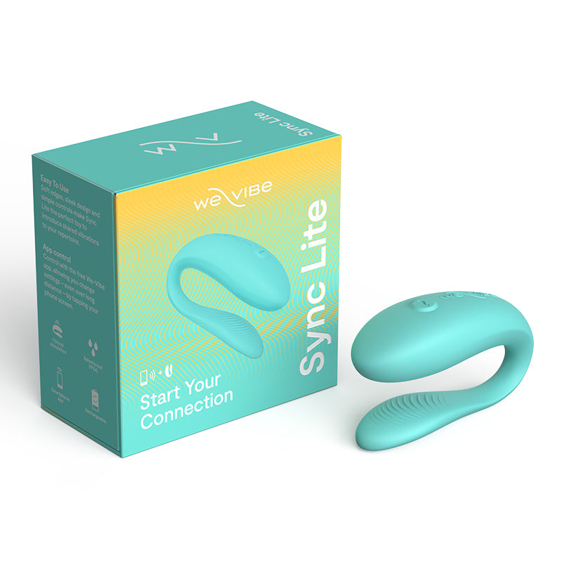 We-Vibe Sync Lite wearable couples vibrator in aqua and pink