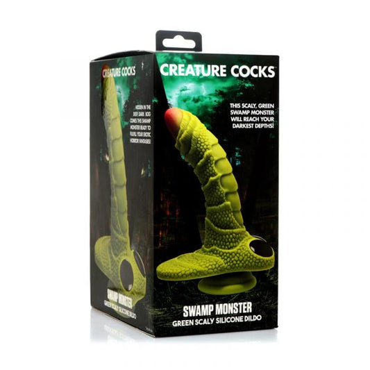 Creature Cocks Swamp Monster Green Scaly Silicone Dildo