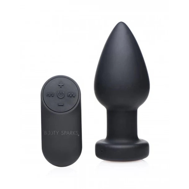 Booty Sparks 7X Light Up Rechargeable Anal Plug – Large size black anal plug with remote and colorful LED light feature