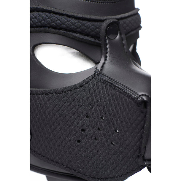 Spike Neoprene Puppy Hood with adjustable muzzle and bendable ears, designed for puppy play and BDSM roleplay