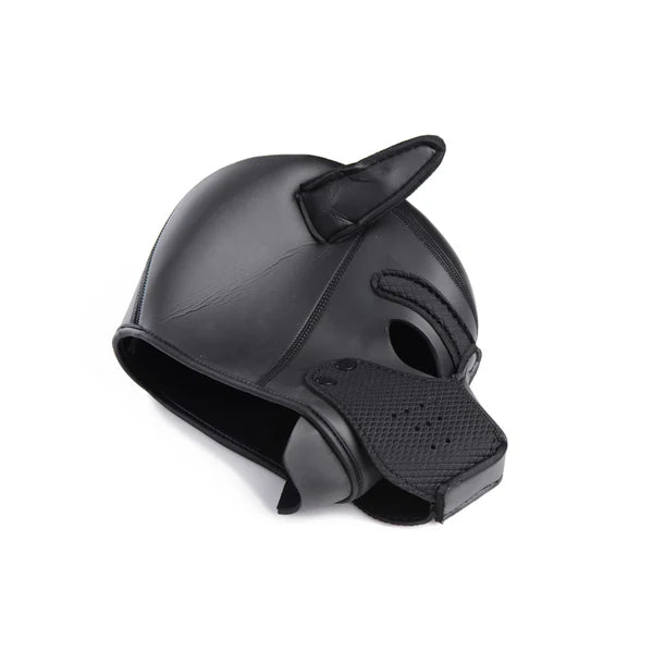 Spike Neoprene Puppy Hood with adjustable muzzle and bendable ears, designed for puppy play and BDSM roleplay