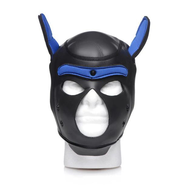 Spike Neoprene Puppy Hood with adjustable muzzle and bendable ears, designed for puppy play and BDSM roleplay