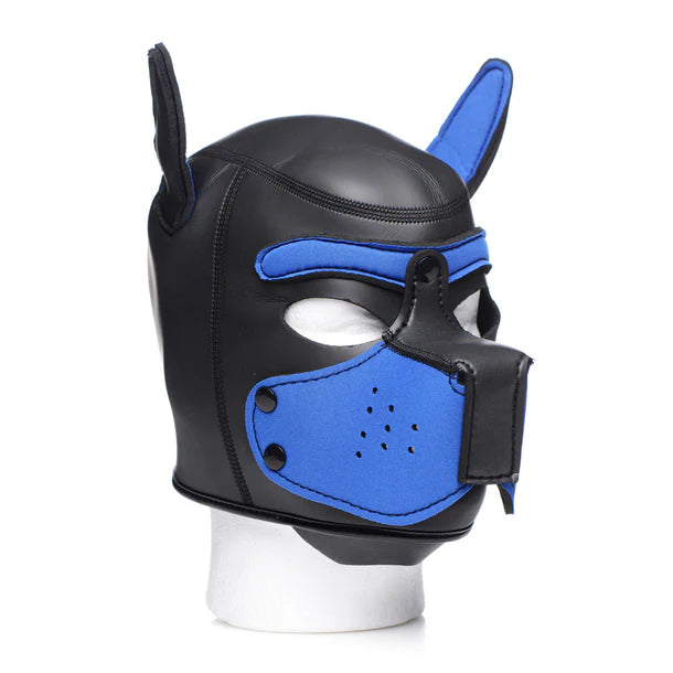 Spike Neoprene Puppy Hood with adjustable muzzle and bendable ears, designed for puppy play and BDSM roleplay