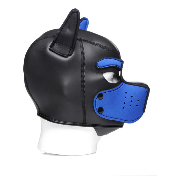 Spike Neoprene Puppy Hood with adjustable muzzle and bendable ears, designed for puppy play and BDSM roleplay