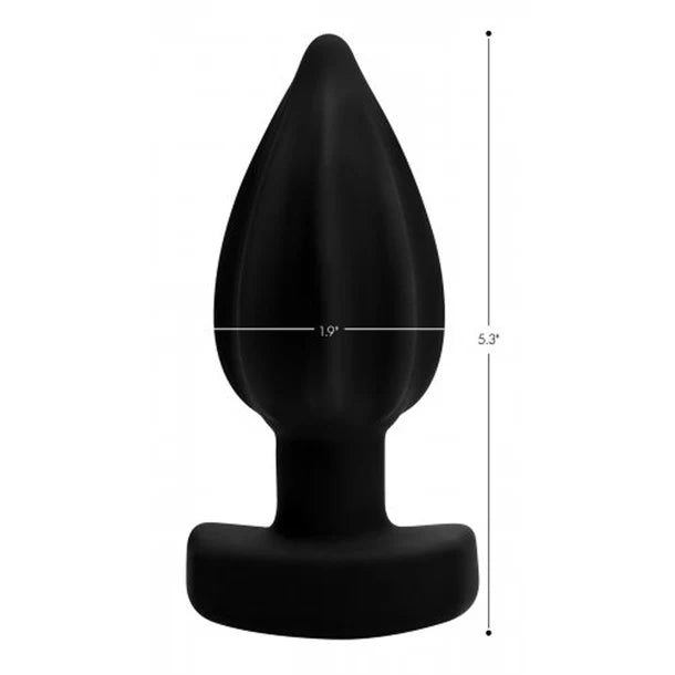 “Ass Thumpers The Assterisk 10X Ribbed Vibrating Plug – Black silicone textured anal plug with remote control and ridged body, 4.2 inch insertable”