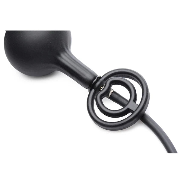 Devils Rattle Inflatable Silicone Anal Plug with Cock and Ball Ring