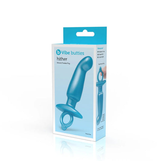 b-Vibe Hither Plug – Silicone Angled Prostate Plug with Finger Ring