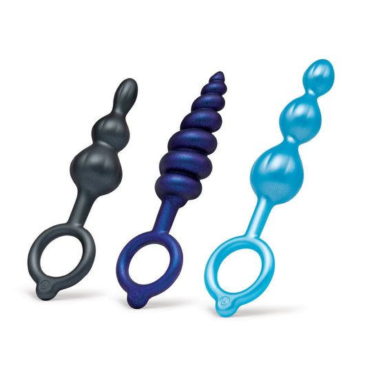 b-Vibe Beaded Butties Bundle – Full 3-Piece Anal Plug Set Display