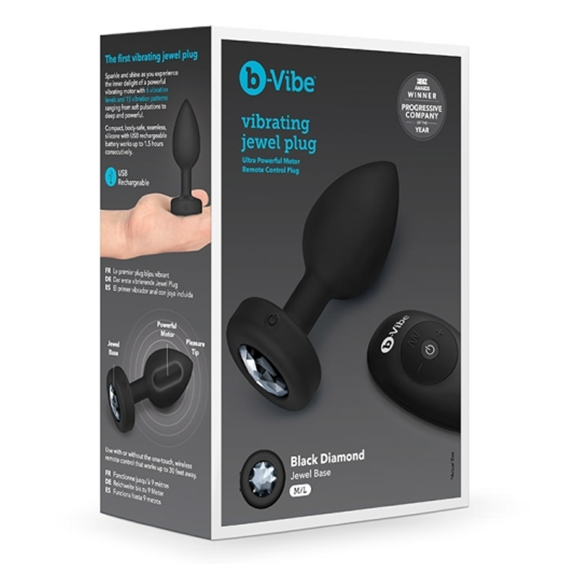 b-Vibe Vibrating Jewel Plug – Medium/Large anal plug with jewel base and remote control