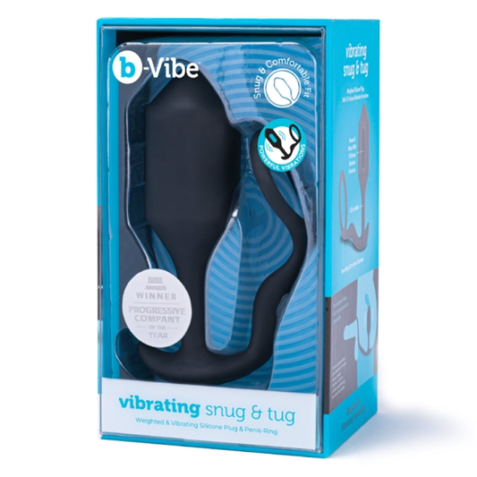b-Vibe Vibrating Snug & Tug XL with large weighted plug and ring