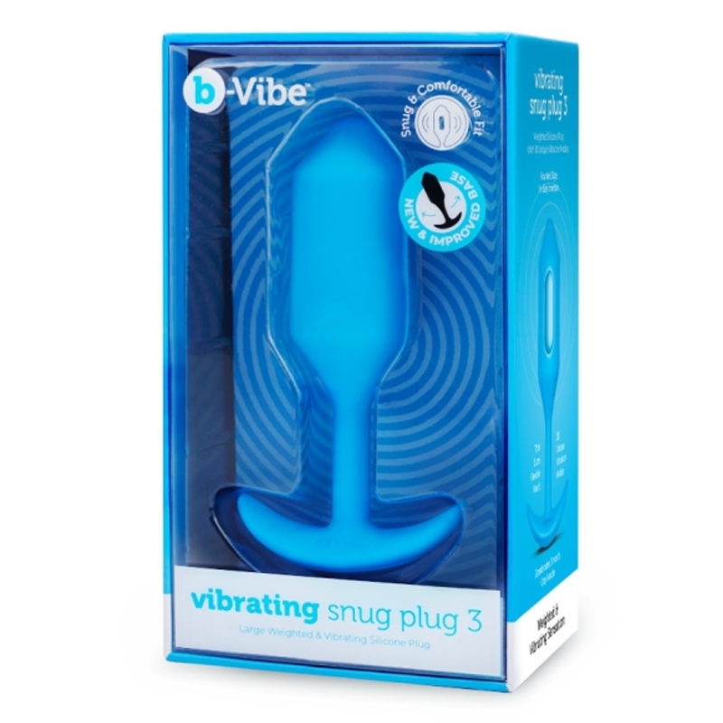 b-Vibe Vibrating Snug Plug 3 Large – Weighted vibrating butt plug with seamless silicone body and travel pouch