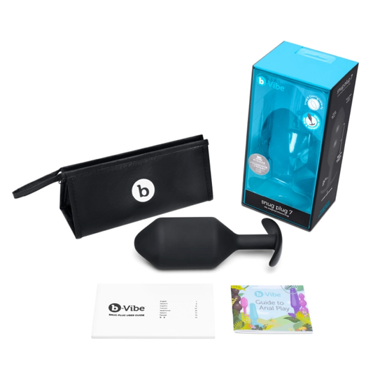 b-Vibe Snug Plug 7 – Extra-large weighted butt plug with torpedo shape and soft ridges for advanced anal fullness