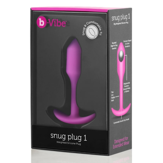 b-Vibe Snug Plug 1 – beginner-friendly silicone weighted butt plug with slim neck and soft handle