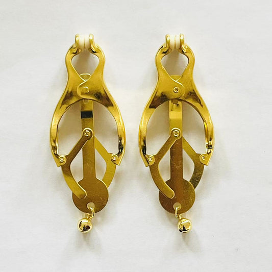 Gold Clover Nipple Clamps – Adjustable Pressure BDSM Jewelry for Intense Play