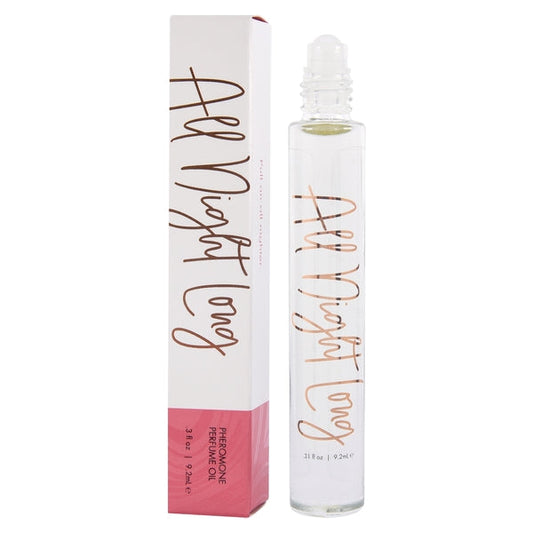 Roll-on bottle of CG All Night Long Pheromone Perfume Oil with elegant packaging – 0.3oz / 9.2mL