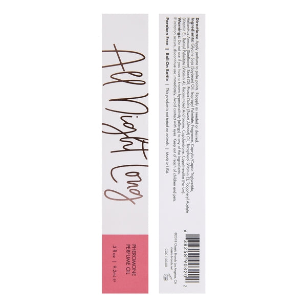 Roll-on bottle of CG All Night Long Pheromone Perfume Oil with elegant packaging – 0.3oz / 9.2mL