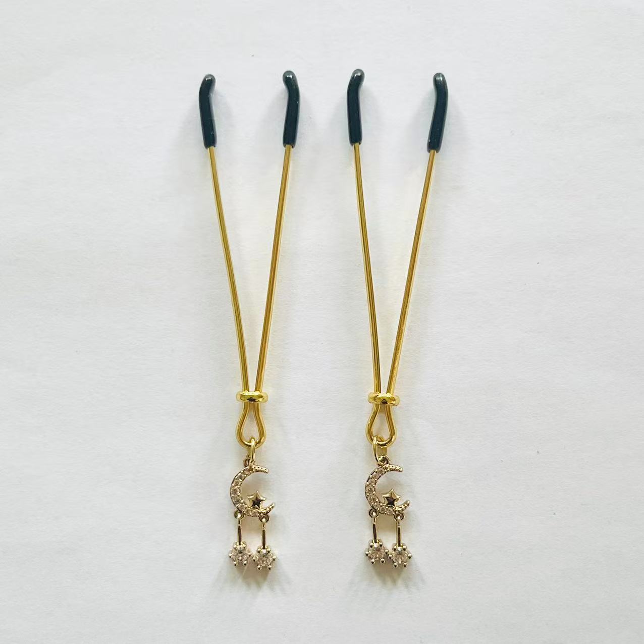 Starfall Moon Nipple Clamps – Dainty Sparkle with Dual Dangles