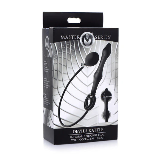 Devils Rattle Inflatable Silicone Anal Plug with Cock and Ball Ring