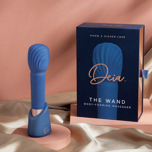 Deia Wand Massager with dual-density silicone head and sleek design