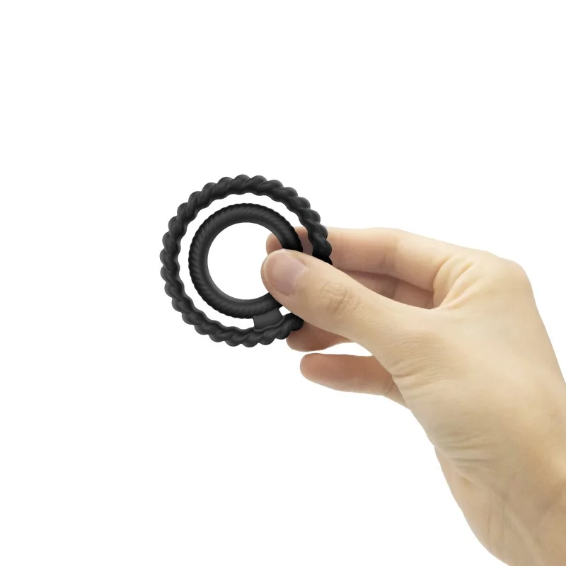 Dorcel Dual Ring – Dual cock ring for penis and testicle stimulation, stretchy ribbed silicone